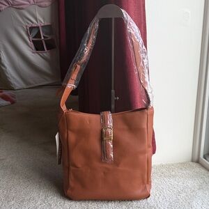 MISSNINE Tan Leather Shoulder Bag